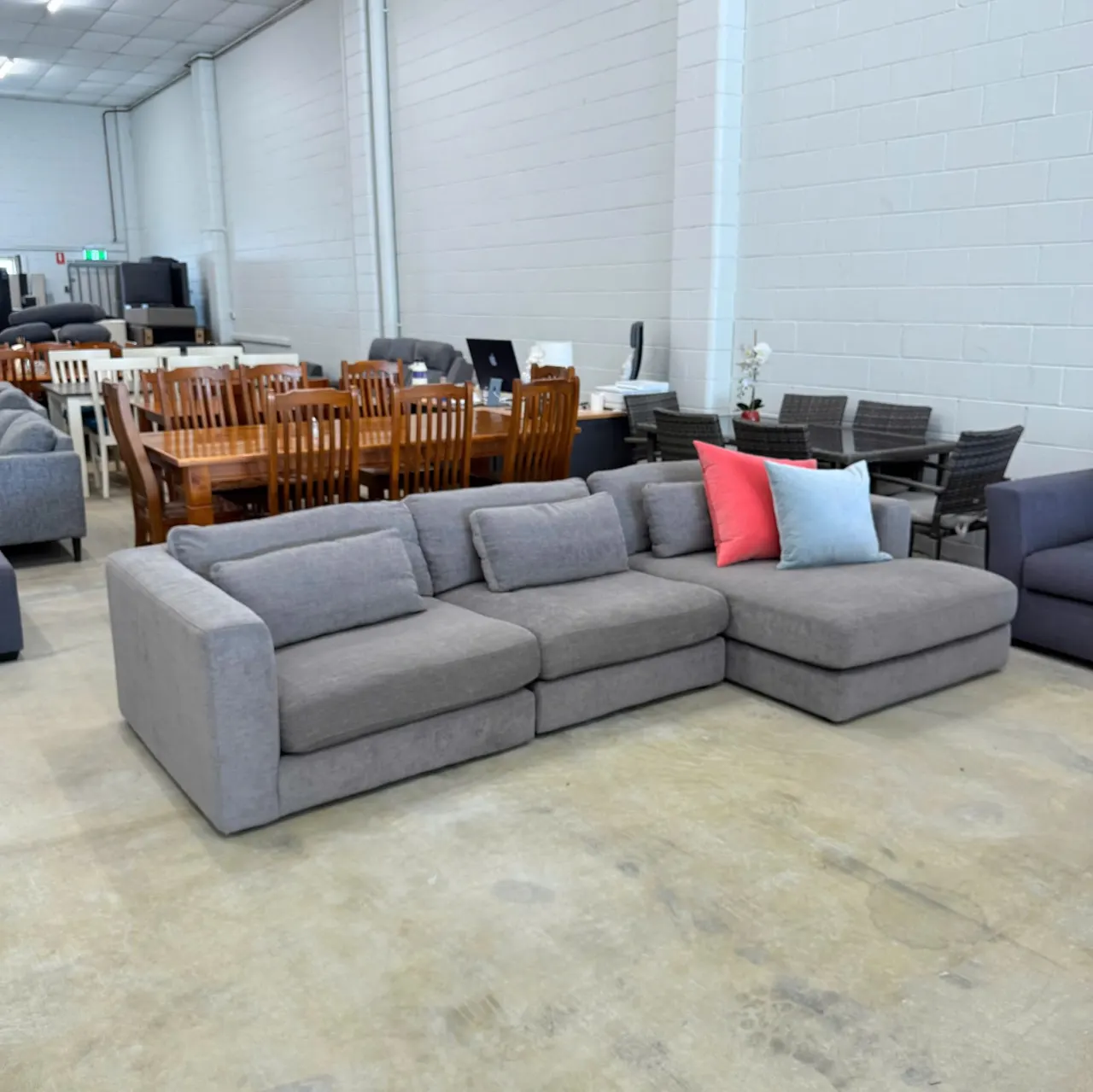 L shape plush sofa