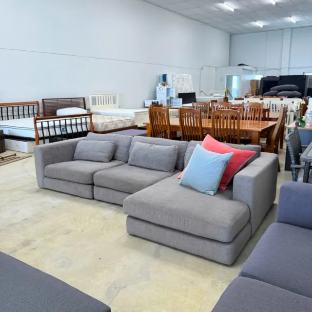 L shape plush sofa