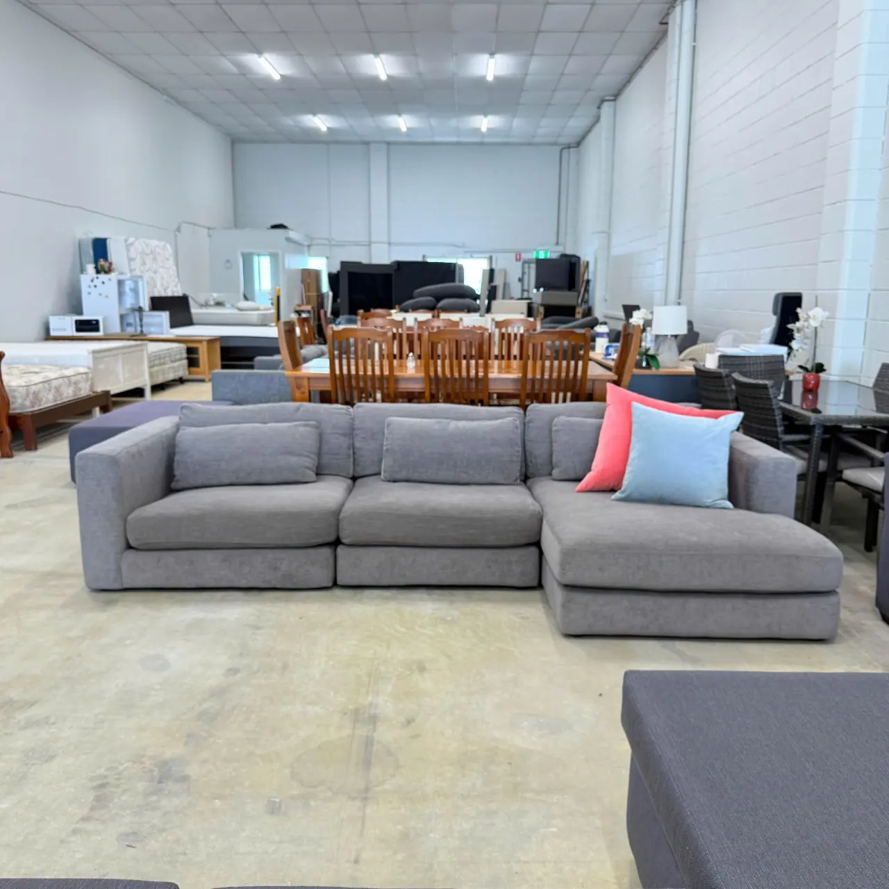 L shape plush sofa