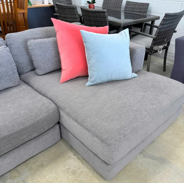 L shape plush sofa