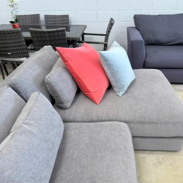 L shape plush sofa