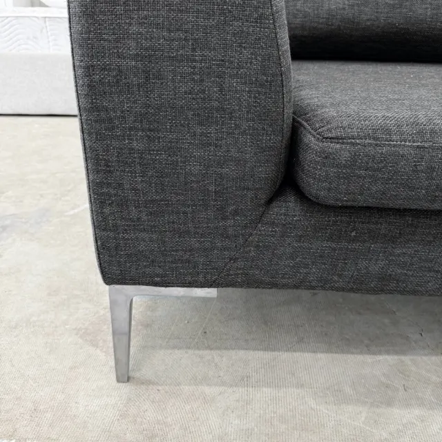 Arm front and brushed metal leg of the Freedom chaise sofa