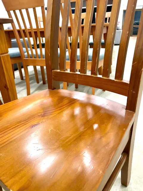 Newzealand pine table & 8 chairs