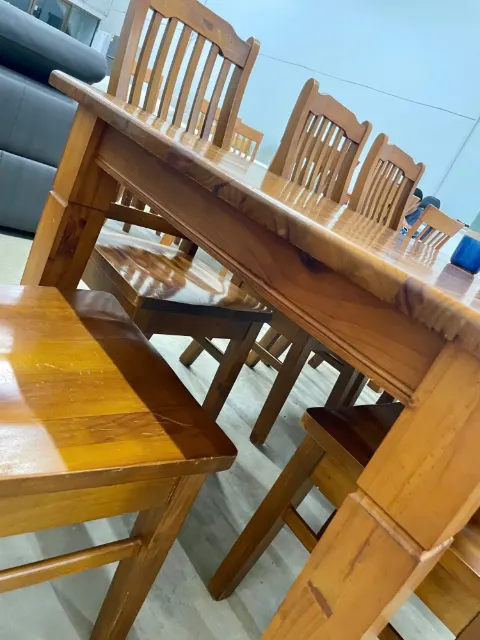 Newzealand pine table & 8 chairs