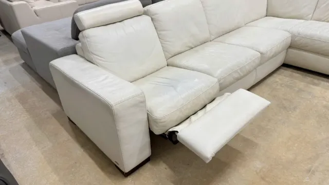 L shape real leather