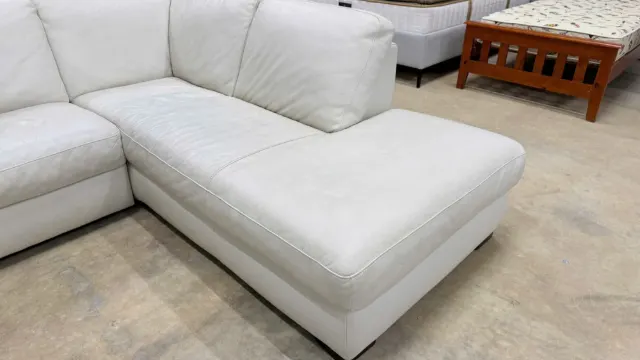 L shape real leather