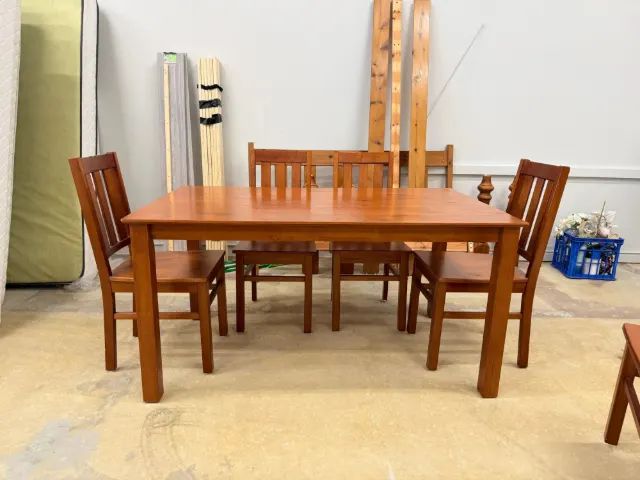 7-Piece Wooden Dining Set – Warm Brown