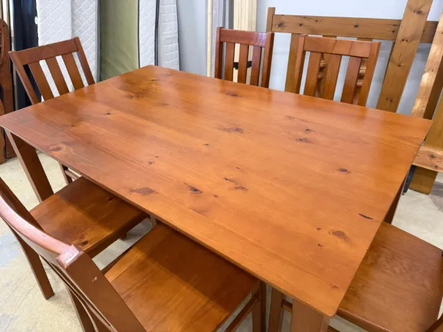 7-Piece Wooden Dining Set – Warm Brown
