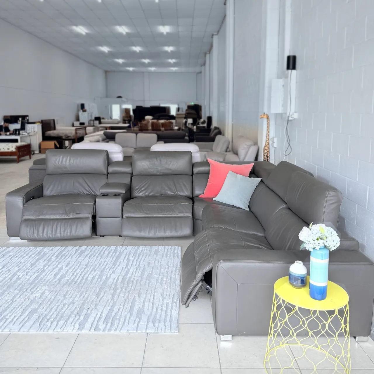 Real leather couch recliner