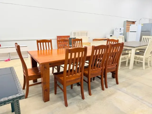 Solid wood table and 8 chairs