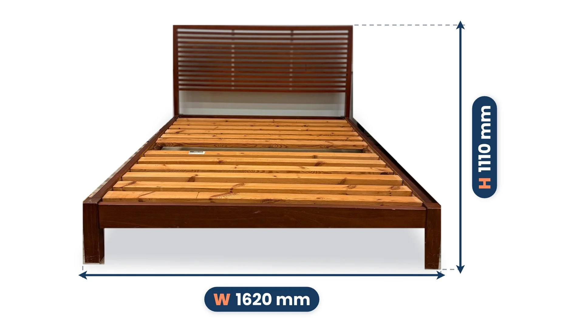 Australian Made Queen Bed dimensions: Width 1620 mm, Depth 2200 mm, Height 1110 mm