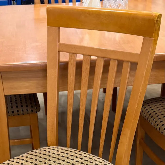 High-back timber dining chair, back and seat