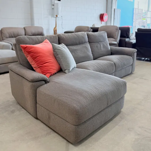 Chaise end of the grey L shape sofa