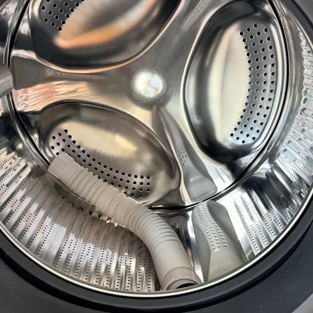 Stainless steel drum inside the washer