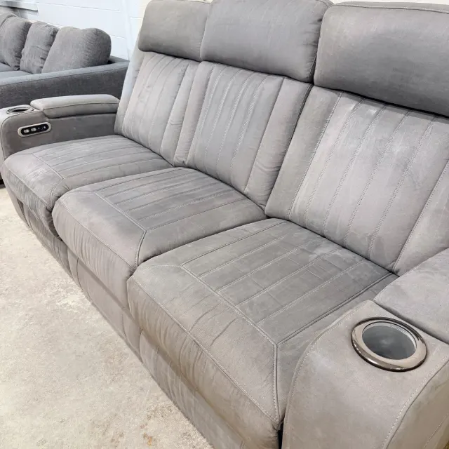 Seats and channel-stitched backs, three-quarter view