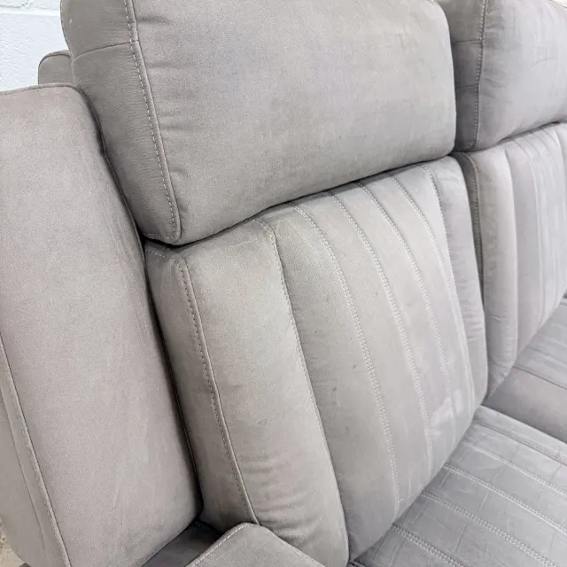 Padded headrest and channel-stitched back, close-up