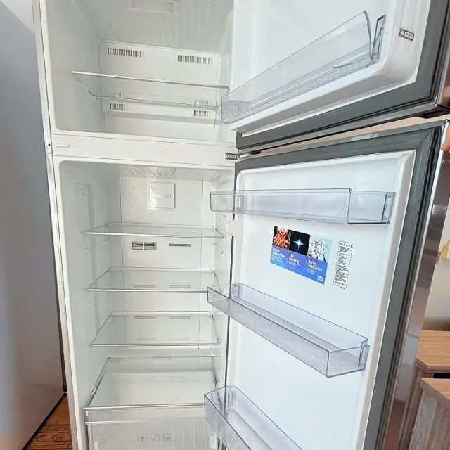 Beko fridge with both doors open