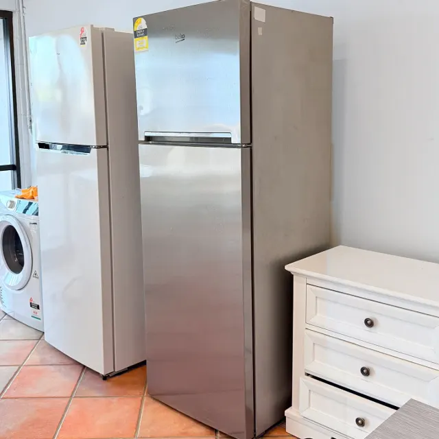 Beko 347L top mount fridge, side angle