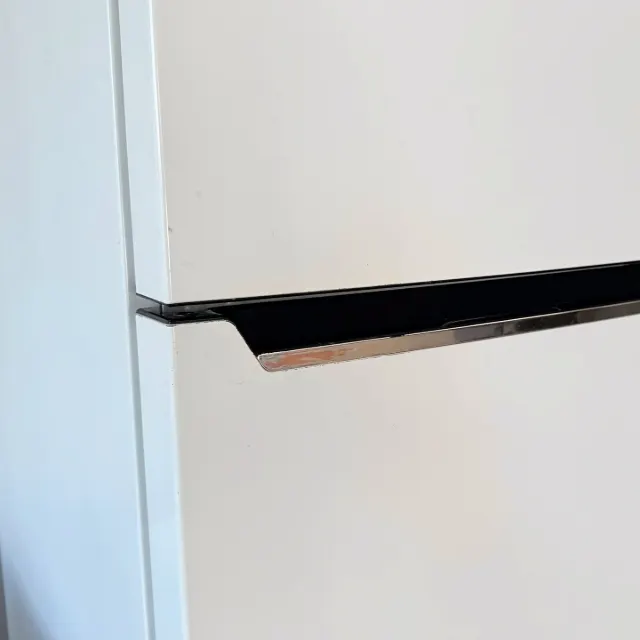 Hisense fridge door handle, close-up
