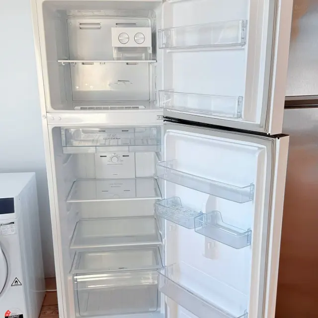 Hisense fridge with both doors open