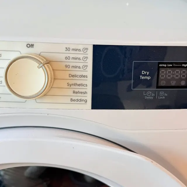 Electrolux dryer control panel with programme dial and dry temperature display